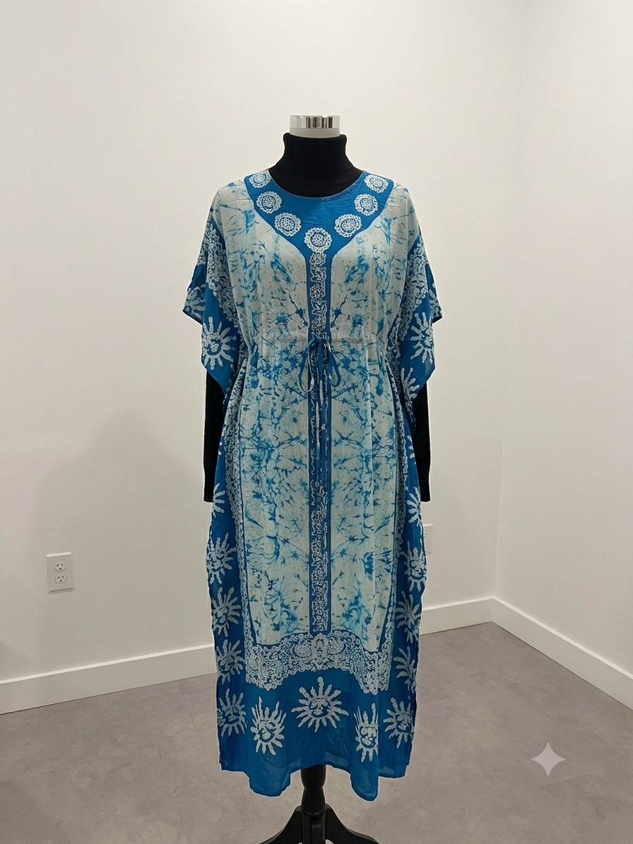 Batik Print Kaftan Maxi Dress