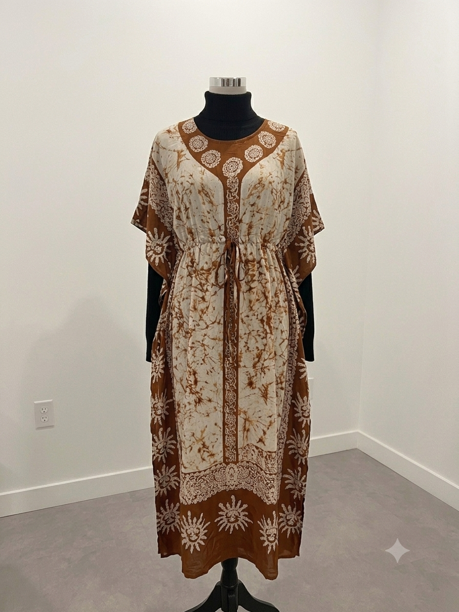 Batik Print Kaftan Maxi Dress