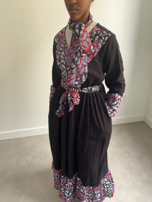 Boho African Print Robe Dress (Scarf Included)