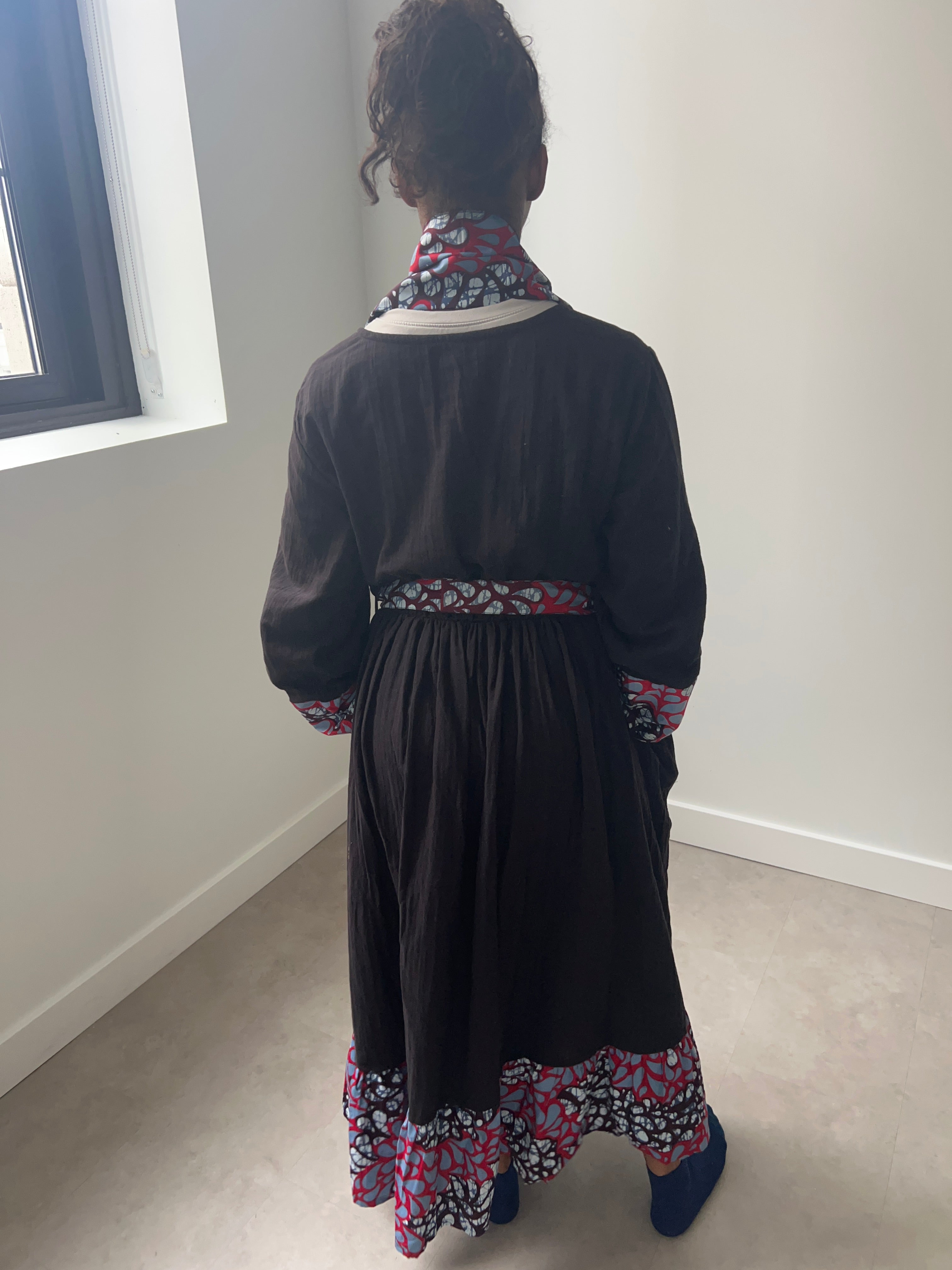 Boho African Print Robe Dress (Scarf Included)