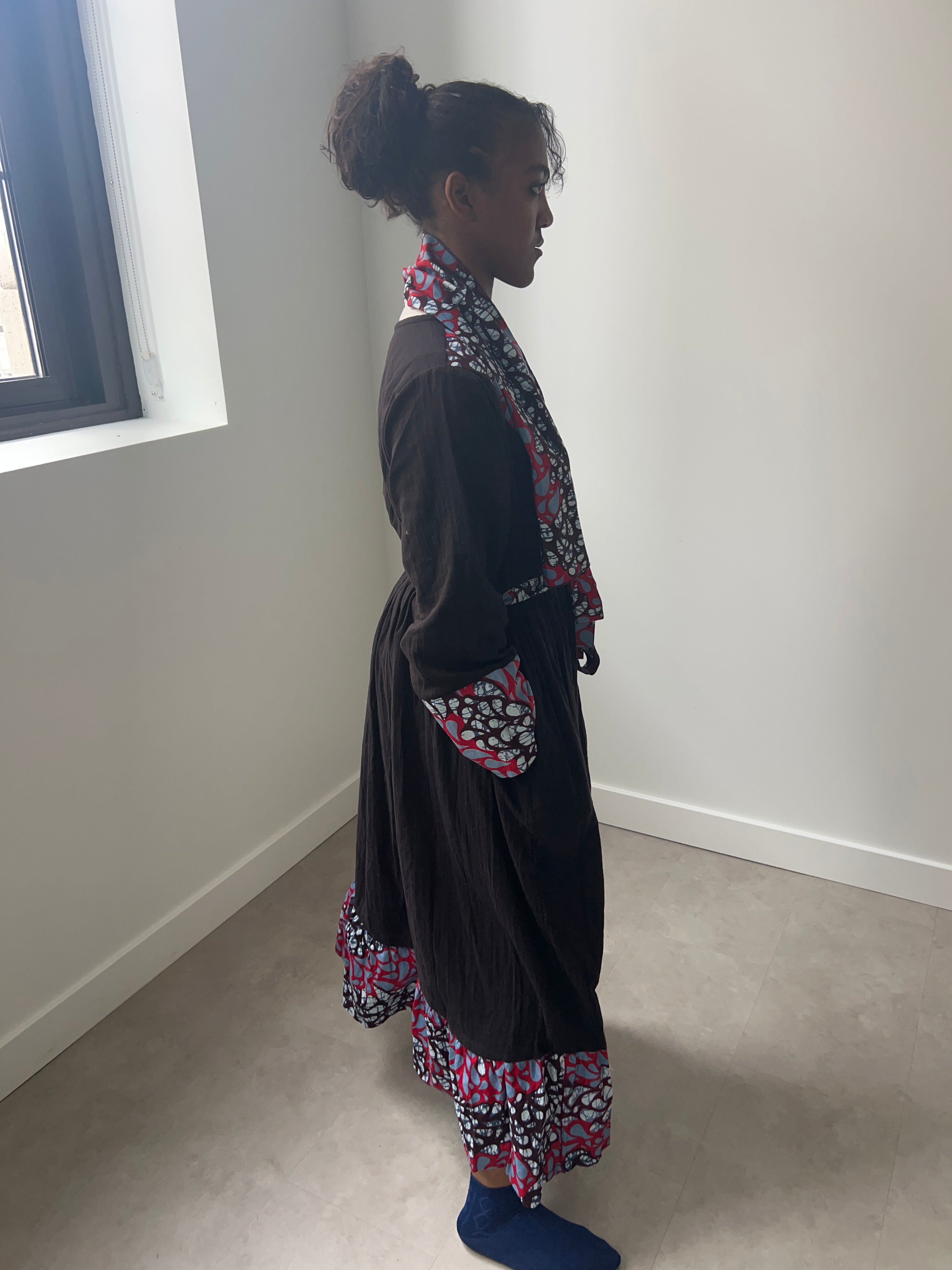 Boho African Print Robe Dress (Scarf Included)