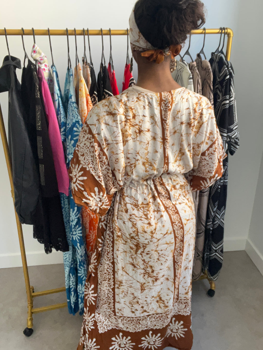 Batik Print Kaftan Maxi Dress