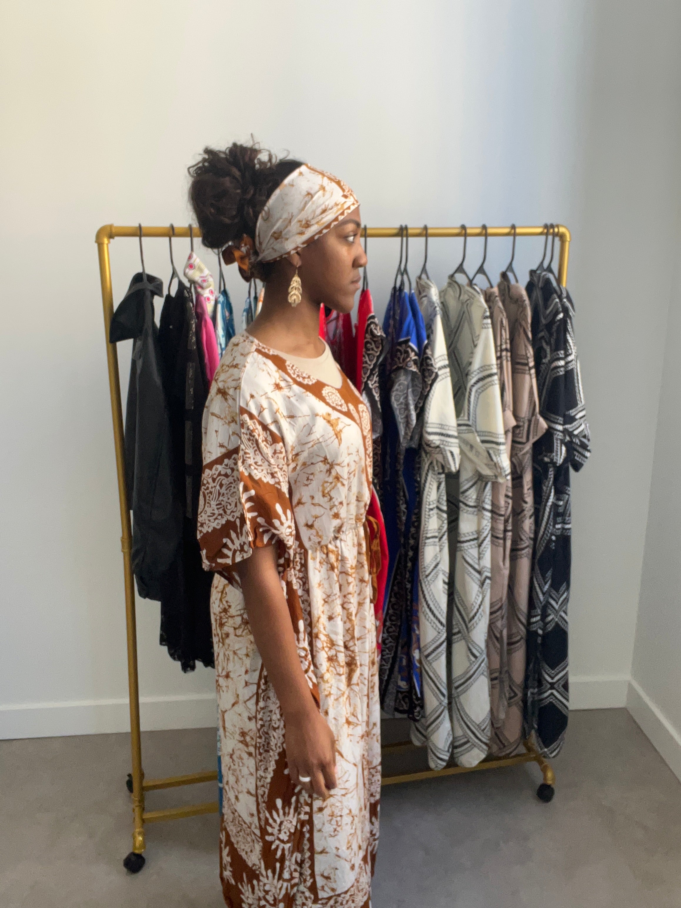 Batik Print Kaftan Maxi Dress