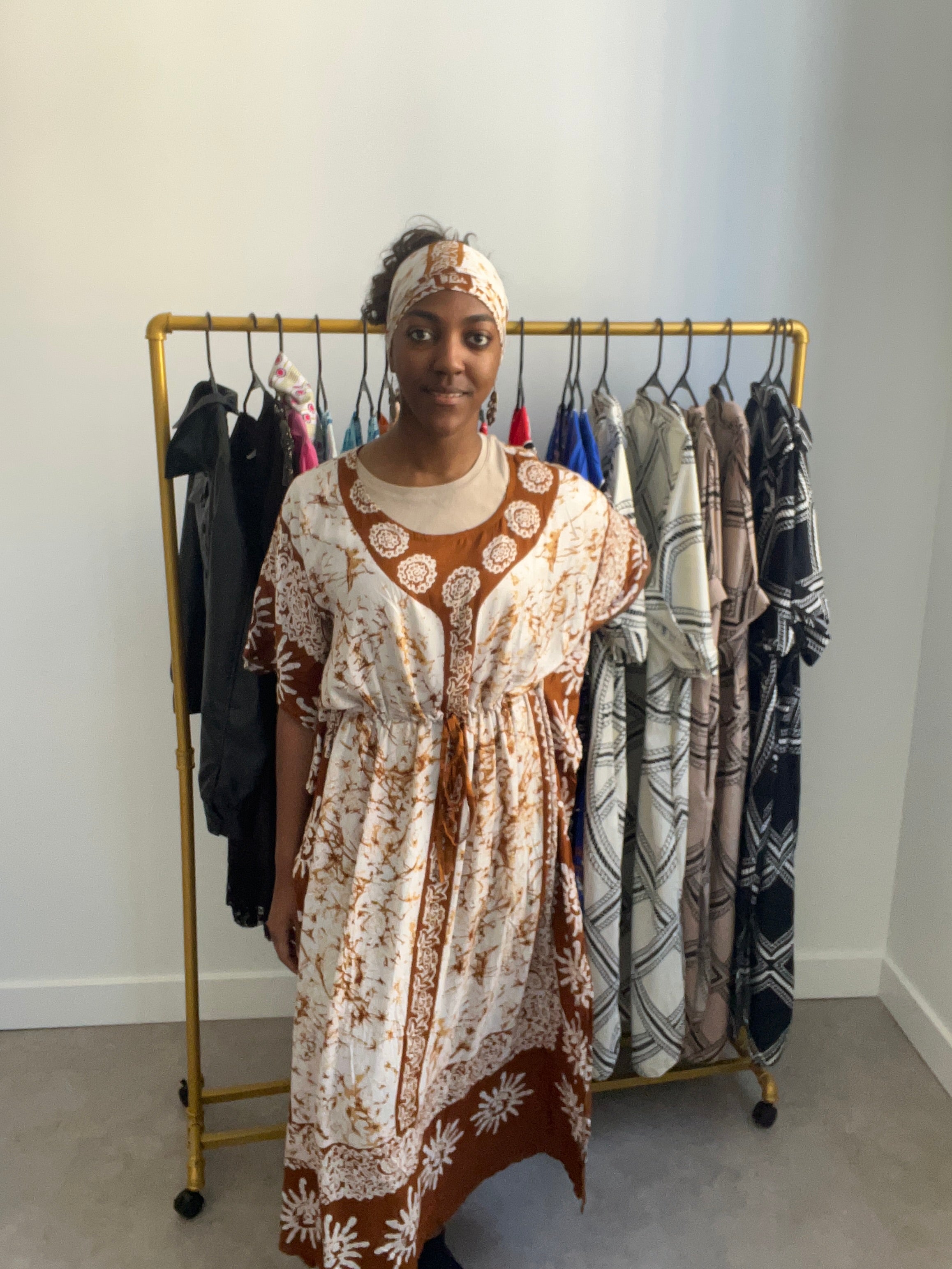 Batik Print Kaftan Maxi Dress