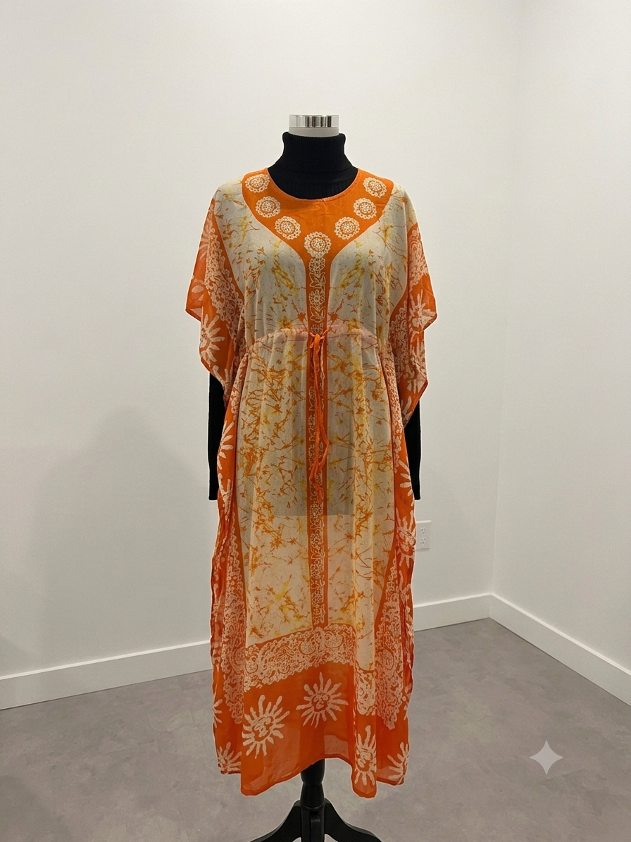 Batik Print Kaftan Maxi Dress