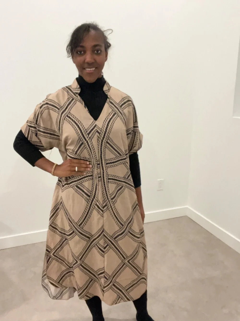 Print Midi Kaftan with Pockets