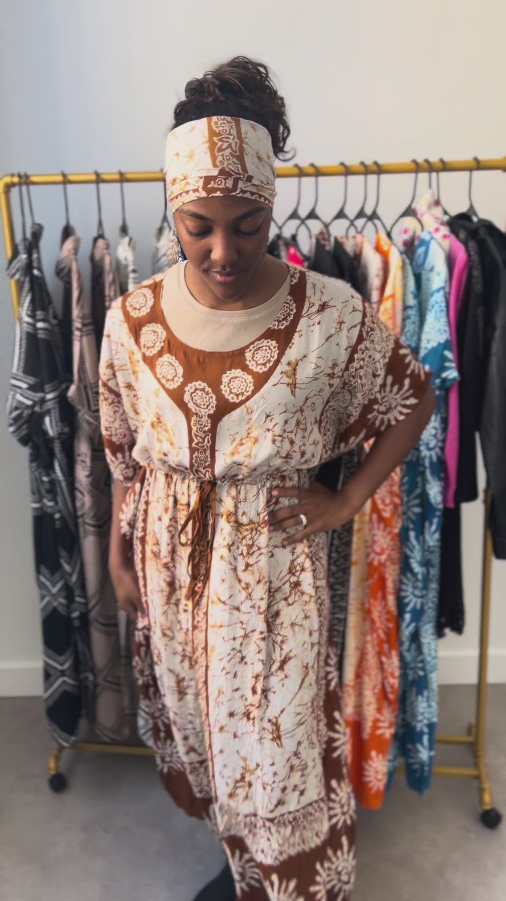 Batik Print Kaftan Maxi Dress