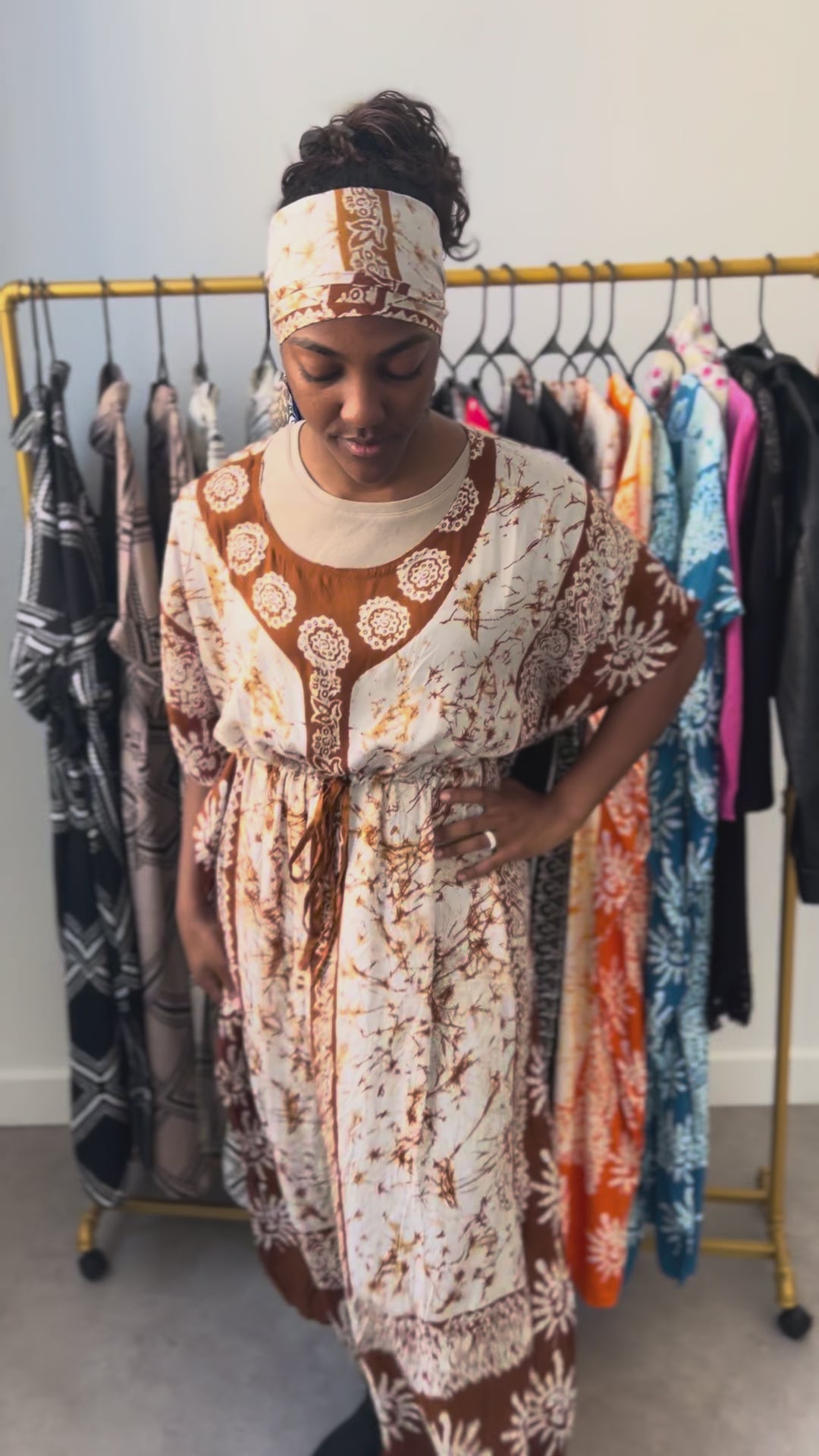 Batik Print Kaftan Maxi Dress